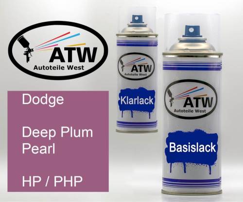 Dodge, Deep Plum Pearl, HP / PHP: 400ml Sprühdose + 400ml Klarlack - Set, von ATW Autoteile West.
